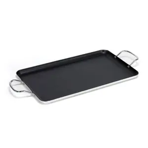 IMUSA Nonstick Stovetop Double Burner Griddle with Metal Handles, 19-Inch, Black