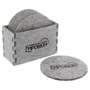 Creekview Home Emporium Drink Coasters with Holder - Gray Felt 8pc Coaster Set