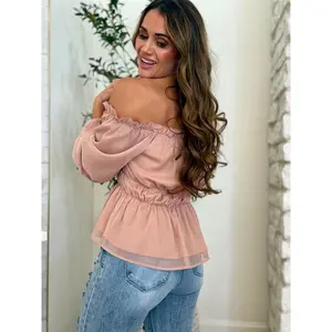 She's Blushing Pink Off Shoulder top