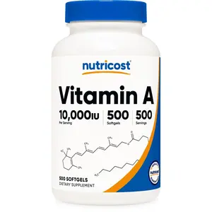 Nutricost Organic Vitamin A Healthcare Dietary Supplement - 10,000 IU, 500 Softgels, Gluten Free, Non-GMO, Immune Support