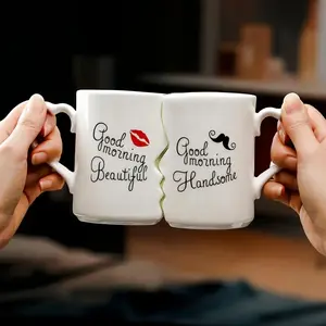 Kissing Ceramic Mugs Set, 2-Piece Couple Mugs, Coffee Mug, Perfect for Anniversaries, Weddings, Valentines, Birthdays, Engagements, 360ML/12.1oz