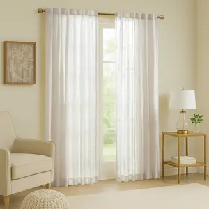 Window Curtain Panels White for Bedroom, Living Room