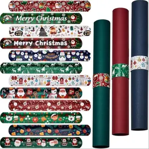 24 Pcs Christmas Wrapping Paper Roll Holder Clips, 8.7 X 1.2 in Holiday Flip Wrap Gift Paper Holder, 12 Designs for Xmas Gift Poster Storage, Gift Wrapping Supplies