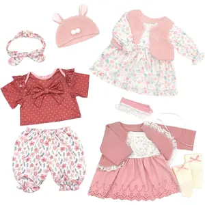 Reborn Doll Clothes for 20-22 Inch Dolls, 3 Sets 20 Inch Baby Doll Clothes Accessories 10 Pcs with Dress Coat Outfits, Headbands, Socks, Top and Pants for 20"- 22" Baby Dolls