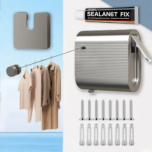 Retractable Clothesline indoor166 in, Non-Sagging Clothes Line Retracting Outdoor Wall Mounted Stainless Steel Clothesline Rope Load Capacity 45 lbs Clothesline Rope for Bathroom, Laundry Room Balcony