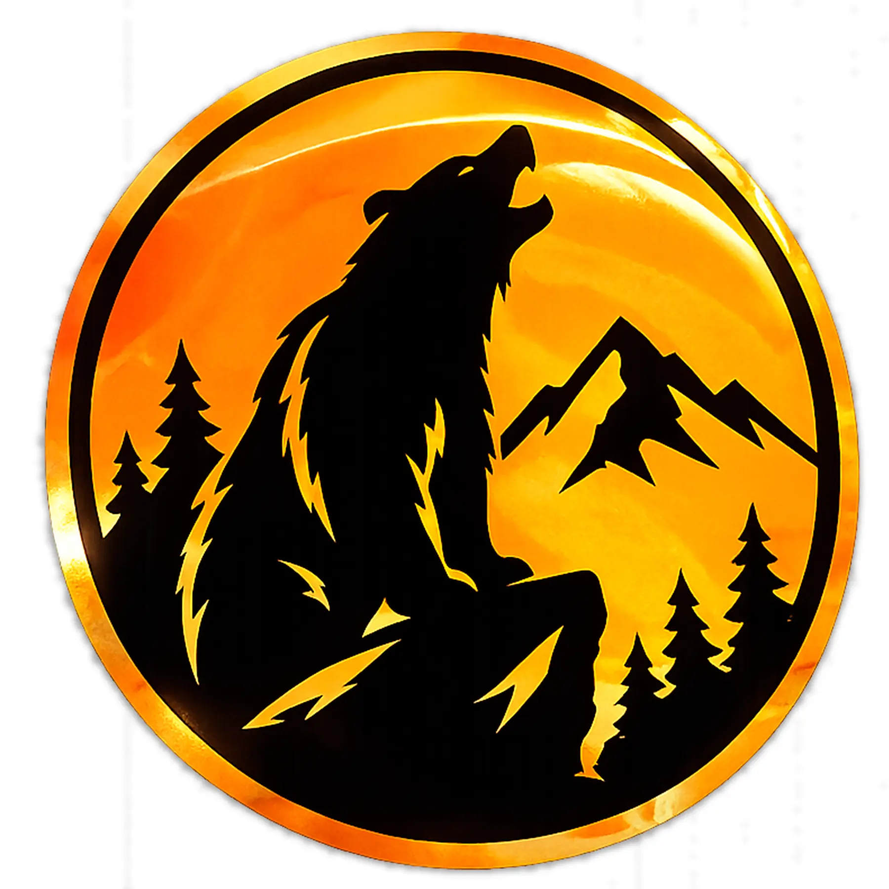 Howling Bear Holographic Decal Sticker 3" | Gold Color Shift Vinyl | Waterproof Car Window Laptop Outdoor Decal