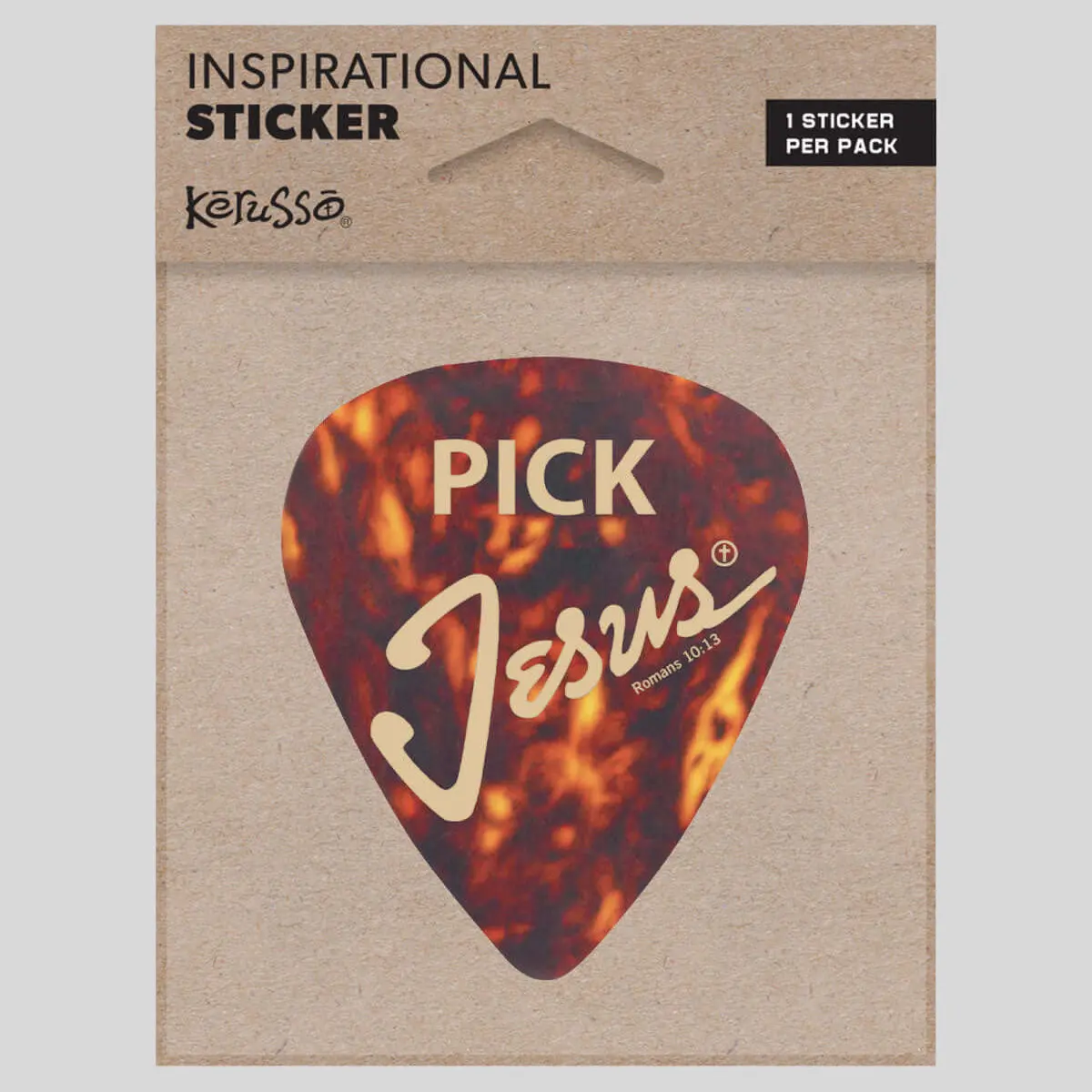 Kerusso 1 Sticker, 2" x 3" Water-Resistant Guitar Pick Design Sticker, Ideal for Bike, DIY Scrapbooking & Stamping Projects