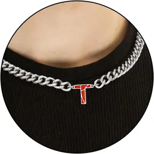 Graduation Gifts - Basketball Necklaces for Boys Stainless Steel Initial Necklace with Letter A-Z 6.5mm Cuban Chain Adjustable Gifts for Men Boys 16+2 Inches