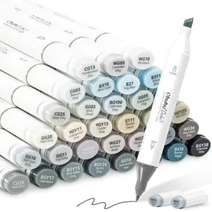 Ohuhu Alcohol Markers: Chisel & Fine - 36 Grayscale Colors / 36 Skin-Tone Portrait Colors- Double Tipped Alcohol Based Art Marker Set for Artist Adults Coloring Shading Layering - Refillable - Oahu Series of Ohuhu