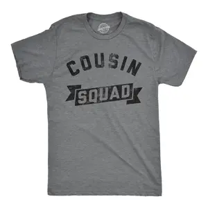 Mens Funny T Shirts Cousin Squad Family Reunion Novelty Tee for Men Mens Funny T Shirts Cool Vintage Fashion T-Shirt Gift Classic Menswear Funny Cousin Short Sleeve Novelty Tees for Guys Dark Grey