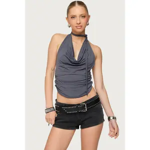 Two Piece Cowl Neck Scarf Halter Top