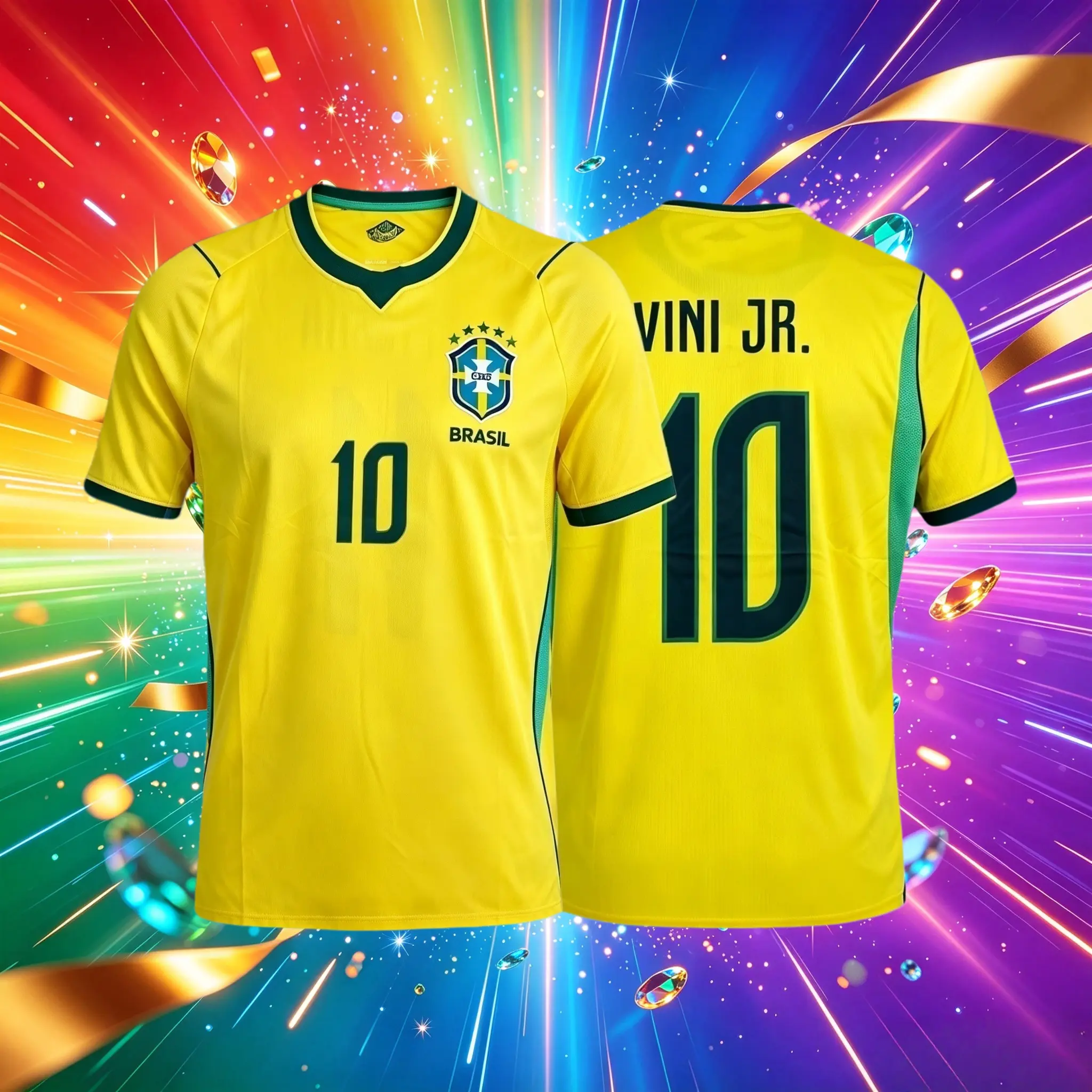 2026 Brazil National Home And Away Yellow And Blue Neymar Vini Raphinha Short Sleeve Soccer Jersey Fans Version