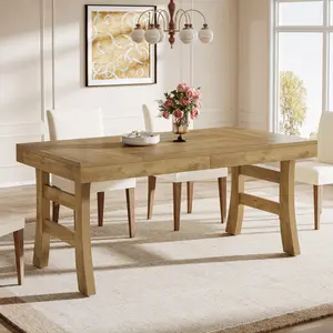 Tribesigns Light Brown 63-Inch Farmhouse Dining Table with Sturdy Legs for Home Kitchen and Dining Room