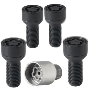Mercedes Benz SL 2006-2026 Wheel-Locks Lug Bolt Kit M14 X 1.5 Thread Size - Set of 4 Lug Bolts + 1 Key - Farad ZAMC/E Black