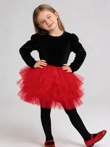 Children Girls Layered Tutu Skirt, Stacked Dance Tutu Half-Skirt, Ideal for Ball & Birthday Party, Princess Theme Event