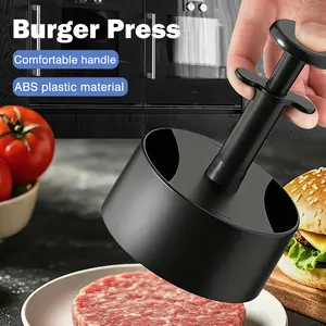 1 Count Hamburger Meat Press, black, non-stick hamburger patty maker, for indoor and outdoor cooking