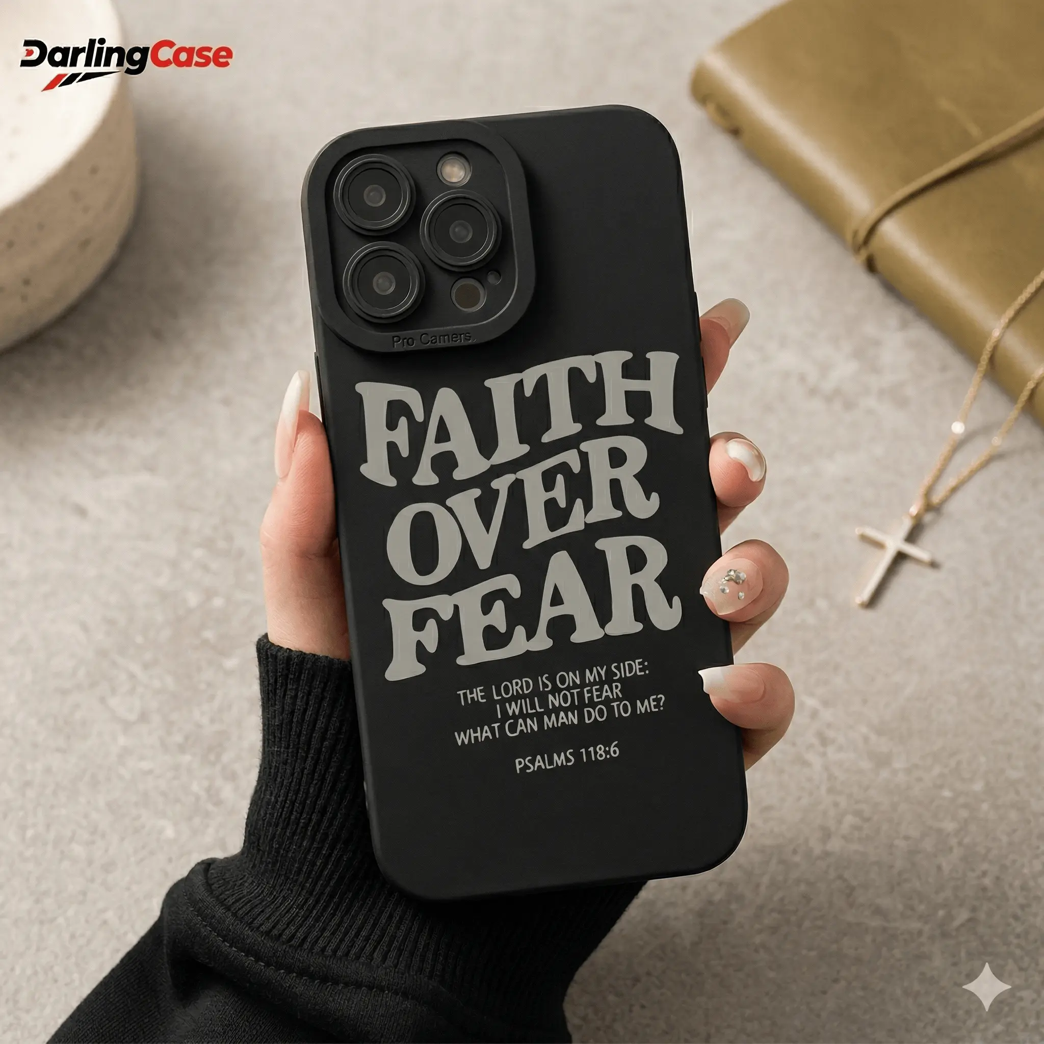 Darlingcase Customized Faith Over Fear Letter Print TPU Silicone Cellphone Cover - Full Body Shockproof Protection Accessory for iPhone 17 Pro Max,16,15,14,13 Pro,13,12,11 - Fashionable Gift for Boyfriend, Devices, Accessories