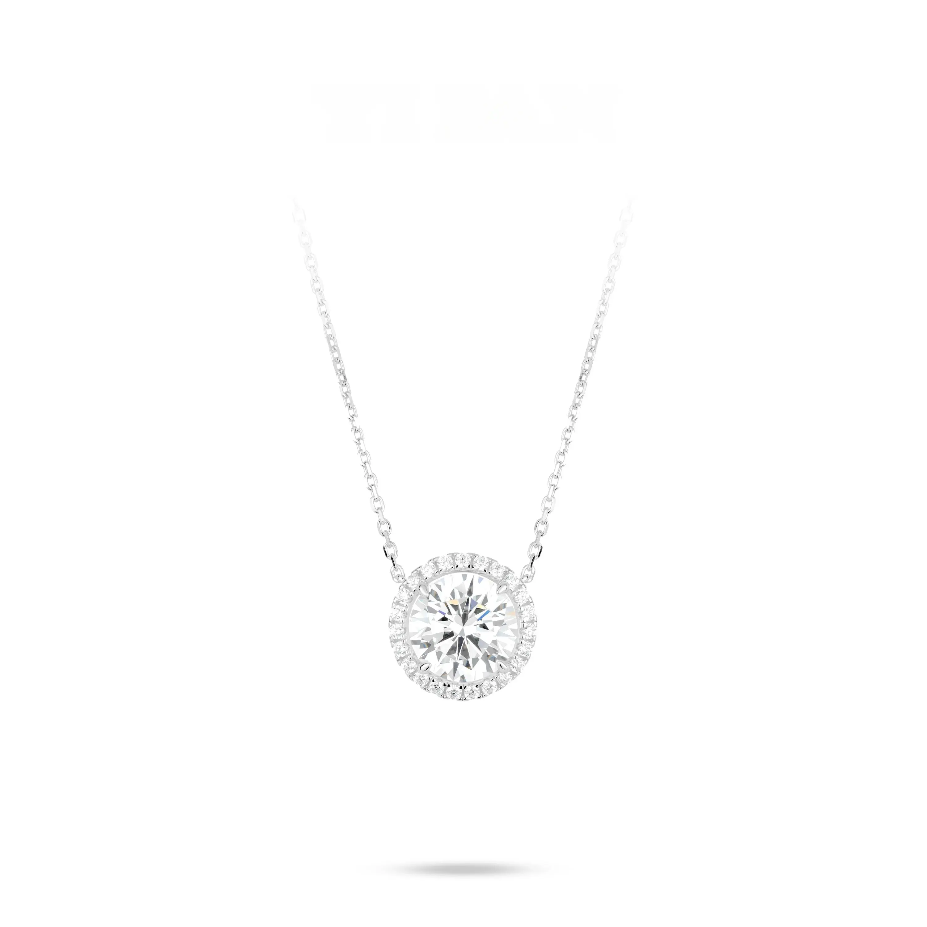 VAMERAY #3277 10 Carat Round Brilliant Halo Pendant Necklace