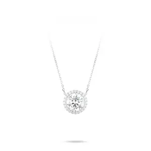 VAMERAY #3277 10 Carat Round Brilliant Halo Pendant Necklace