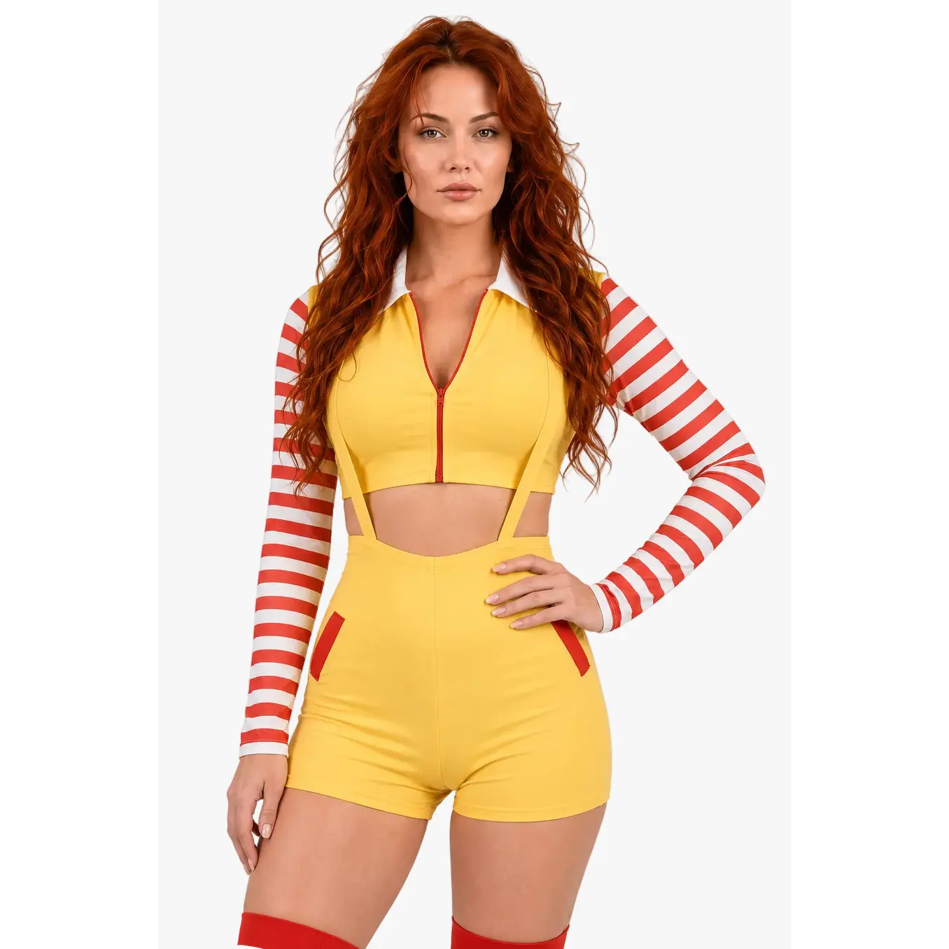 Carnival Creed Fast Food Clown 4 Piece Costume Set