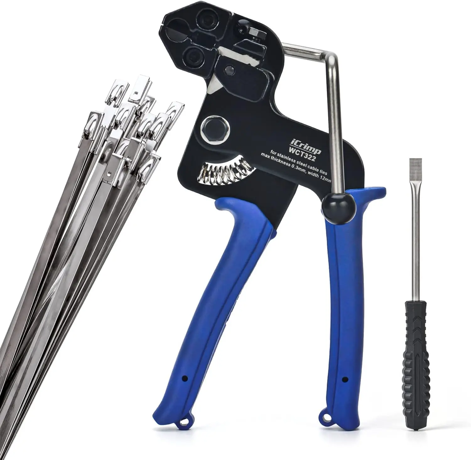 iCrimp Stainless Steel  Tie Tool Zip  with Built-in ,extra Release Tool and 100 count 11.8 inch Metal  Ties included