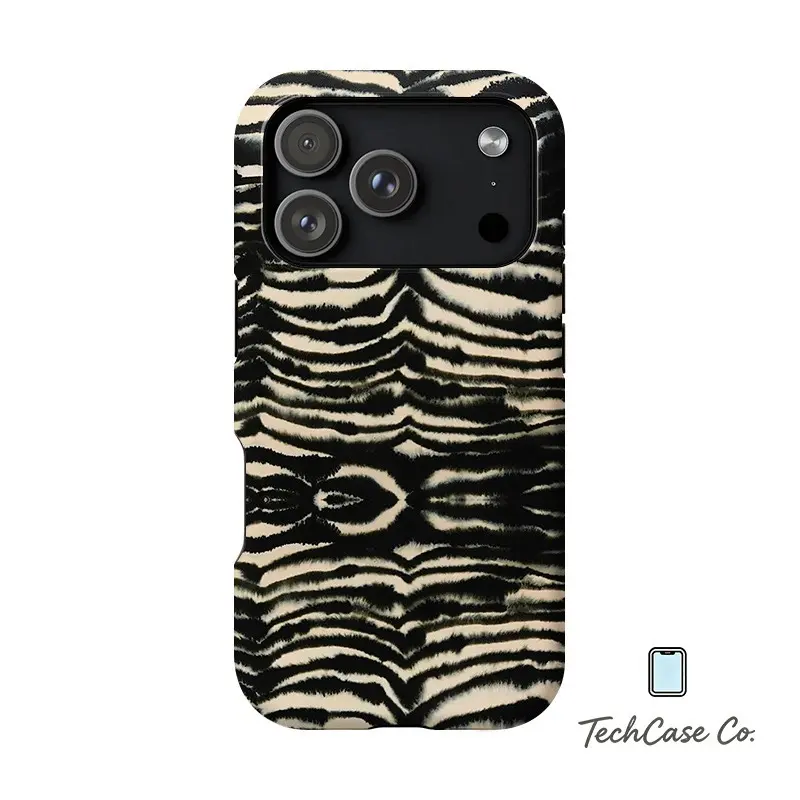 Zebra Print Dual-Layer Shockproof Smartphone Case - Polycarbonate Shell, TPU Lining for Multi-Models: iPhone 17 Pro Max,16 Plus,16,15,14,13,12 Pro Max  Cellphone Protection