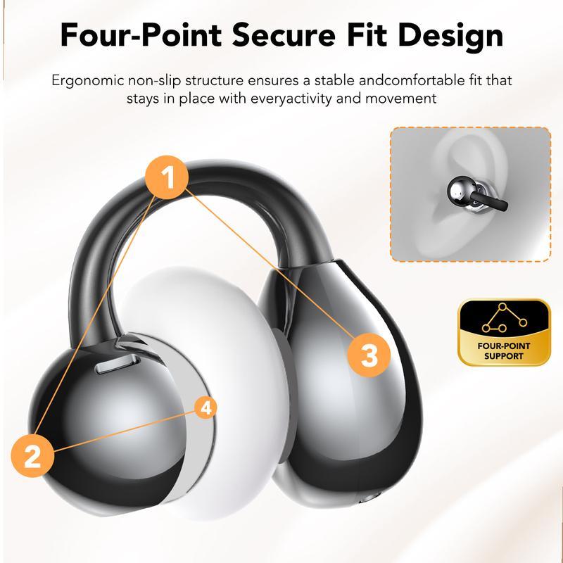 [Valentine's Day] Tukio 2026 M100 Fashion Clip-On Earphones, featuring interchangeable earring accessories, an audio-visual touchscreen, and wireless audio transmission technology. Equipped with Bluetooth 6.0 for faster and more stable connections