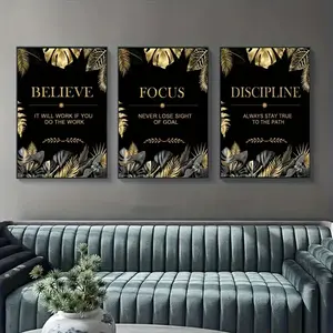 Modern Canvas Art Prints Set, Unframed Inspirational Letter Wall Posters, Creative Alphabet Pattern Decorations for Living Room & Bedroom