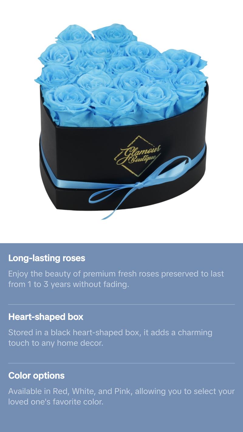 Immortal Love Black Heart | 16 Tiffany Roses Bouquet Box Immortal Love Black Heart | 16 Tiffany Roses Bouquet Box