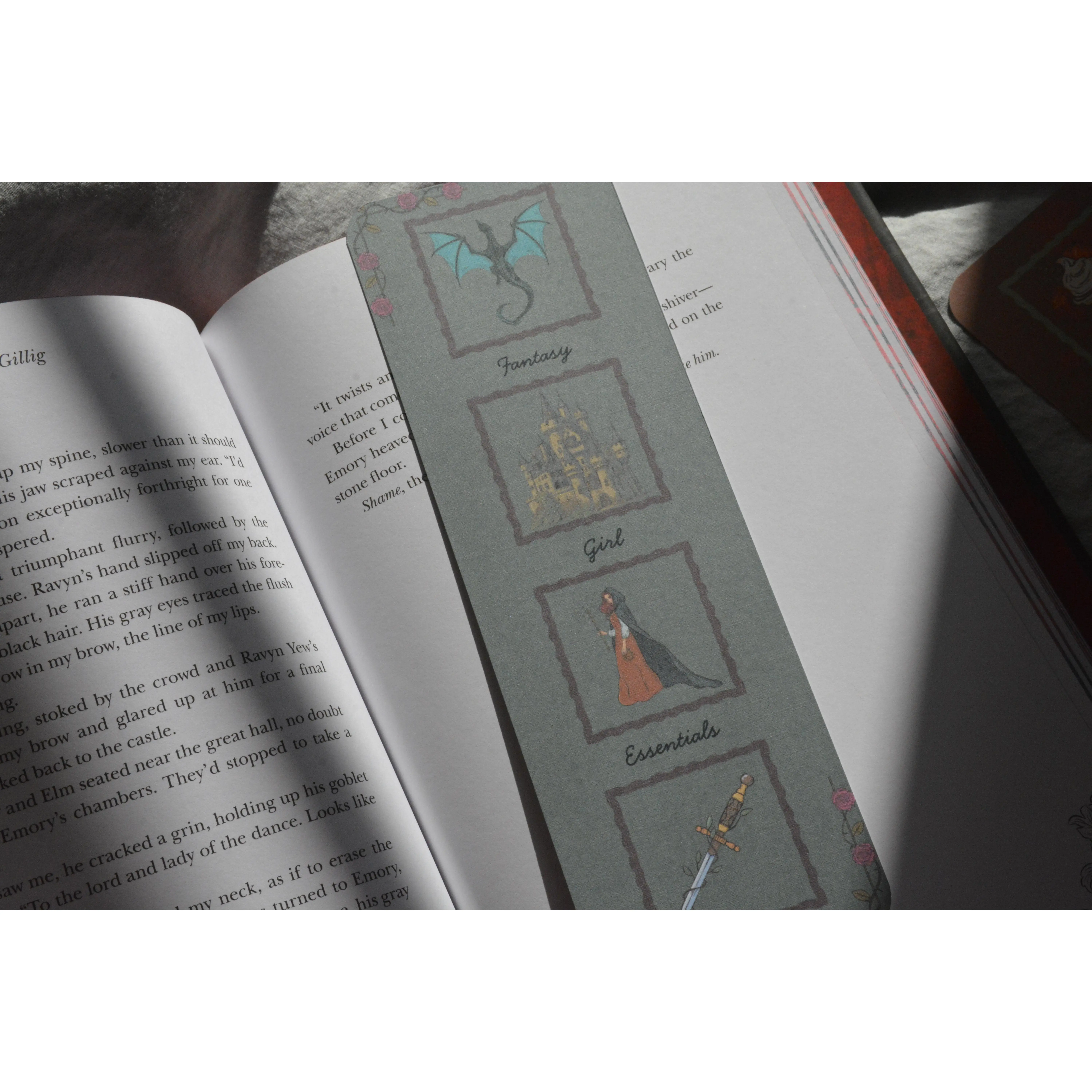 Fantasy Girl Essentials Linen Bookmark | Double-Sided Book Lover Bookmark