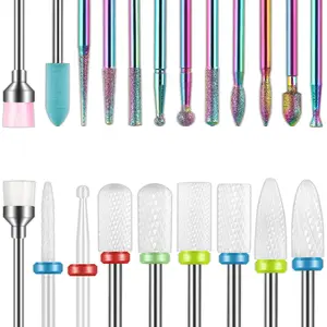 21pcs Nail Drill Bits Sets, 3/32 Inch Cuticle Electric Nail File and Ceramic Bit Kit Carbide Remover Bits for Manicure Pedicure, Home Salon