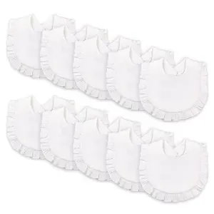 DOSMINE 10-Pack Baby Drooling Bibs Soft Absorbent Muslin Organic Cotton Ultra Soft Cotton Comfort Stylish White Collection Parent Friendly Features Complete Set Gift