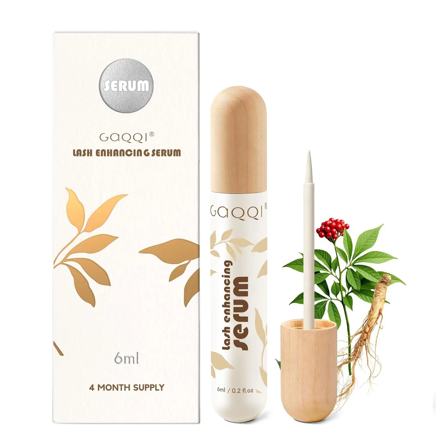 Lash Serum for Eyelash Growth, Eyelash Serum for Longer, Fuller & Stronger Lashes, With Natural Formula for Sensitive Eyes, Prostaglandin-Free, Vegan & Cruelty-Free （6ml）