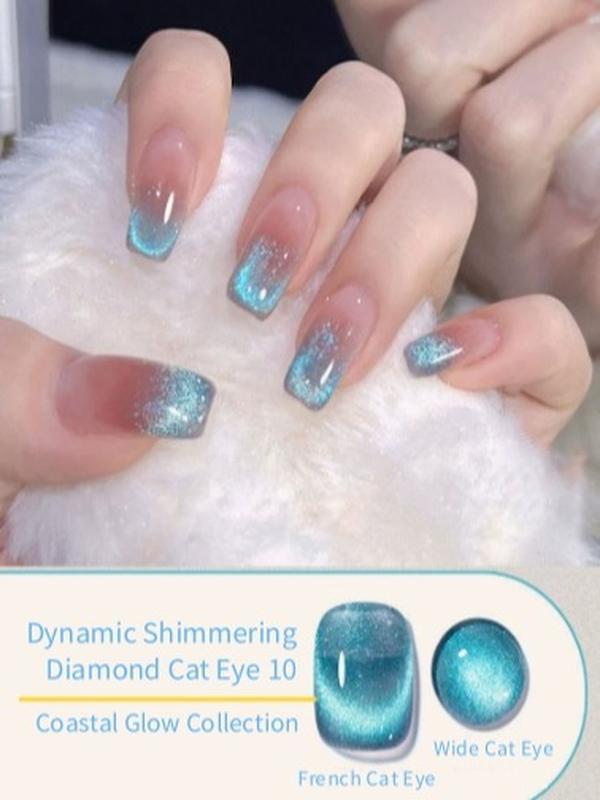 FZHI NAIL Dynamic Shimmering Diamond Cat Eye 10 Coastal Glow Collection Wide Cat Eye French Cat Eye