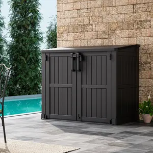 RIWENGO Outdoor Storage Shed Horizontal Storage Cabinet Waterproof for Garden Patio Backyard Trash Can Storage for Garbage Cans Tools Lawn Mower Box Modern Summervibes