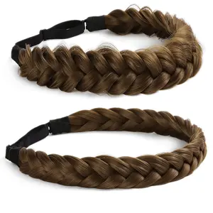 Braid Headband 2 3 Strands combinations  Wide Chunky  Elastic Stretch Hairpiece Braided Headband Women Girl Beauty accessory (Braid  B)