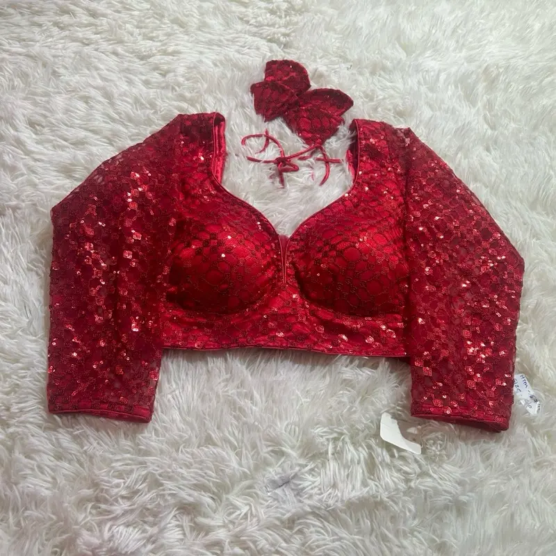 Heavy Net Sequence Blouse Custom Made Blouse to Match Saree Shirts Top for Women