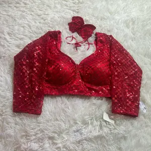 Heavy Net Sequence Blouse Custom Made Blouse to Match Saree Shirts Top for Women