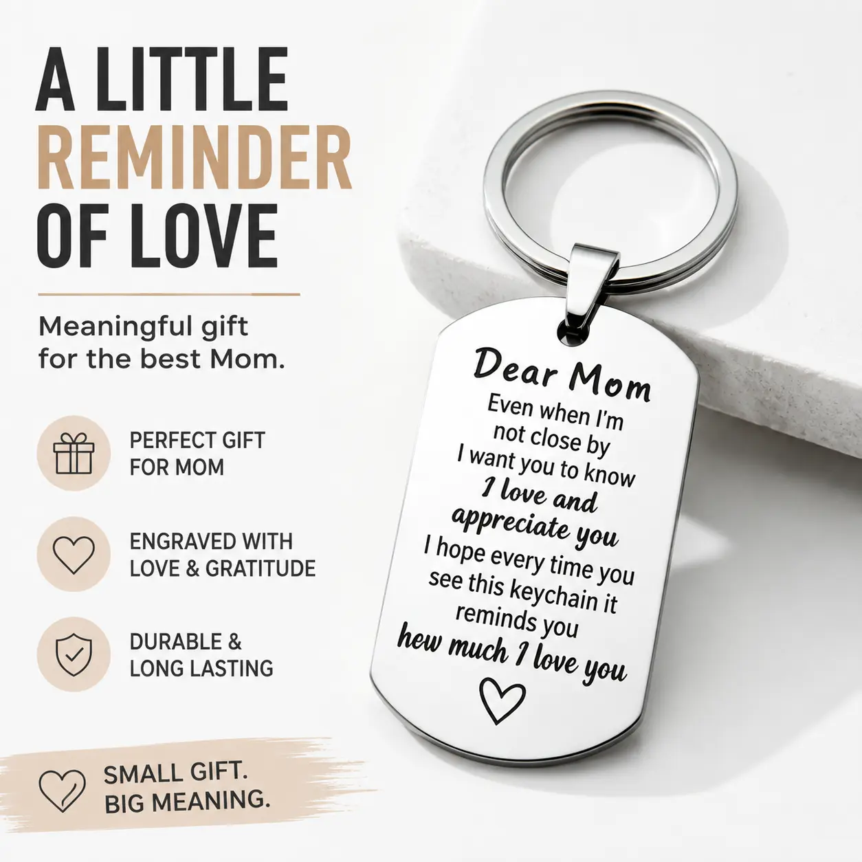 Mom Keychain Always With You Heartfelt Gift For Mom From Daughter Son Sentimental Engraved Metal Keyring