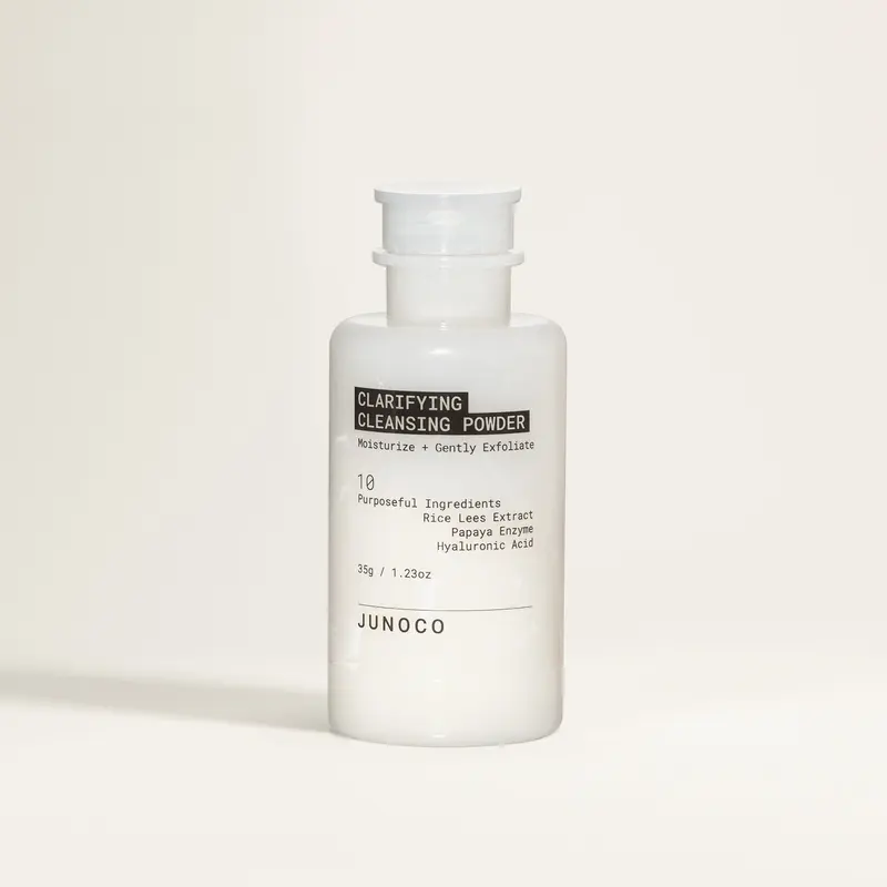 JUNOCO Jade Clarifying Cleansing Powder - Facial Cleanser & Gentle Daily Exfoliator - 35 gr . With Hyaluronic Acid