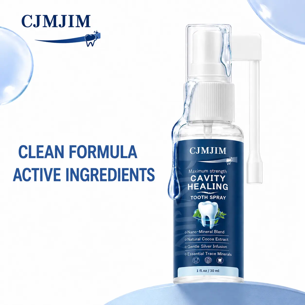 CJMJIM Tooth Spray for Fresh Breath 30ml, Portable Oral Care Spray for Teeth Cleaning and Daily Mouth Hygiene, Helps Reduce Plaque Build-Up, Supports Enamel Care, Instant Breath Freshening for Adults