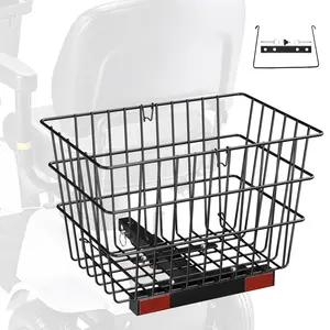 【fathersdaygift】VEVOR Scooter Rear Basket, Heavy Duty Metal Wire Basket with Handle, Spacious Cargo Basket, Works with 1-inch Receiver, Compatible with Most Golden, Drive & Pride Mobility Scooter