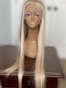 30" Blonde Front Lace Wig 150% Density Light Platinum Blonde