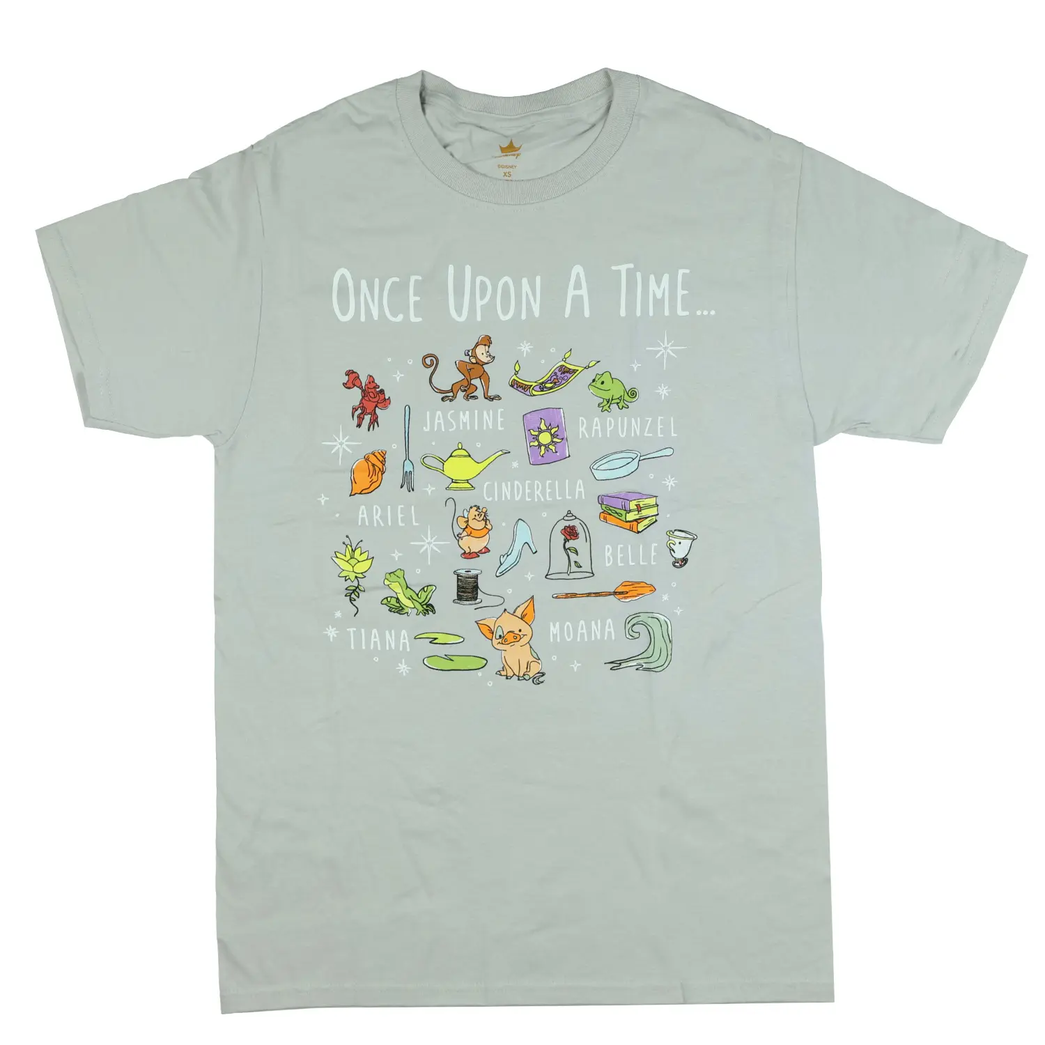 Women's Graphic T-Shirt with Fairytale Princess & Ocean Print, Breathable Shortsleeve Cotton Top for Lounge & Pajama Pants, Fabric, Everyday