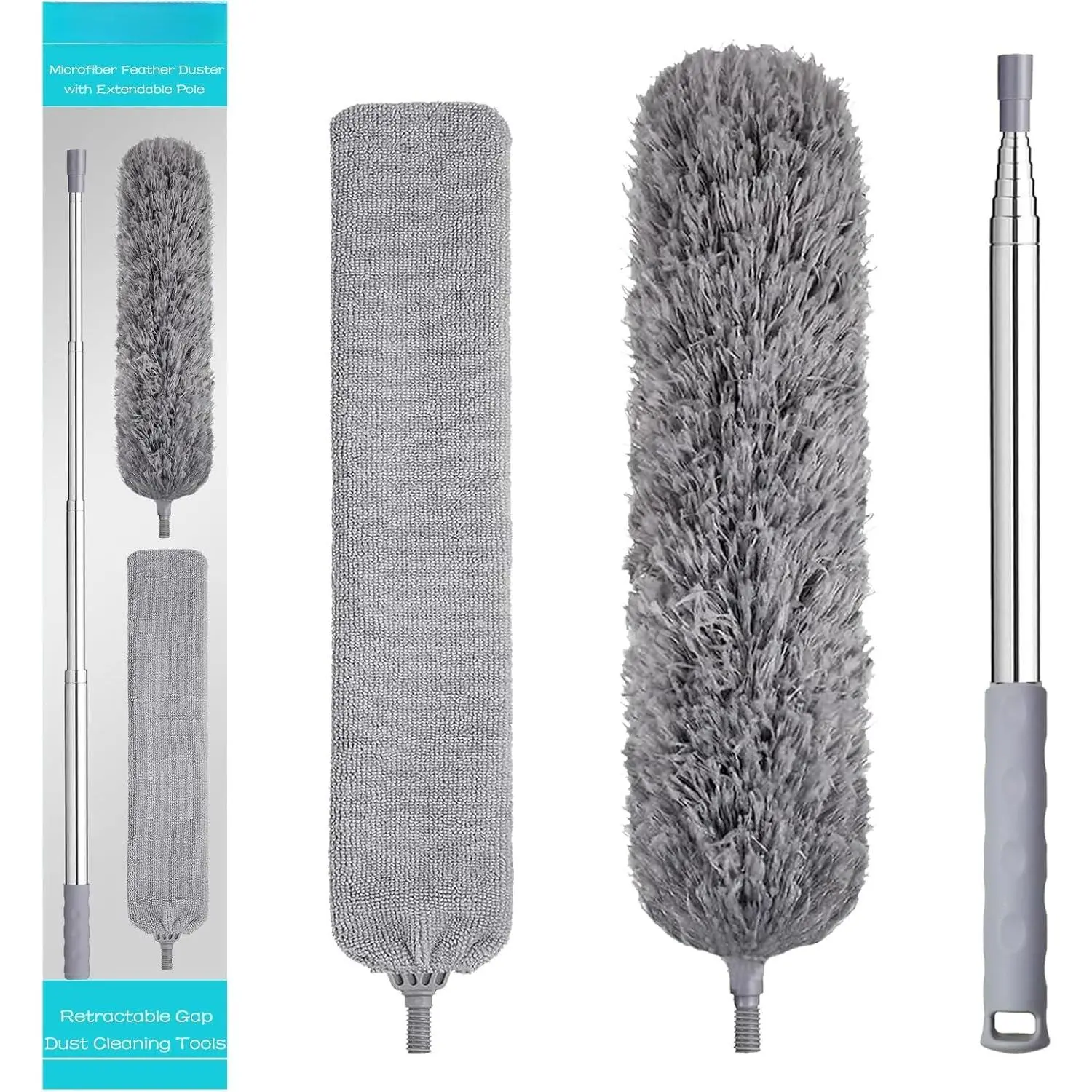 100 Inch Retractable Gap Dust Cleaner Cleaning Tools & Microfiber  Duster Washable and Retractable Duster Brush for Cleaning Under Appliances Furniture Ceiling Fan Dust and Cobweb Cleaner