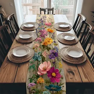 Elegant floral table flag, suitable for spring, wedding, and birthday occasions - multi-color table cover fabric, suitable for dining tables, buffet tables, picnics - perfect for event decoration, holiday decoration, and home decor 13X48, 13X72 inches