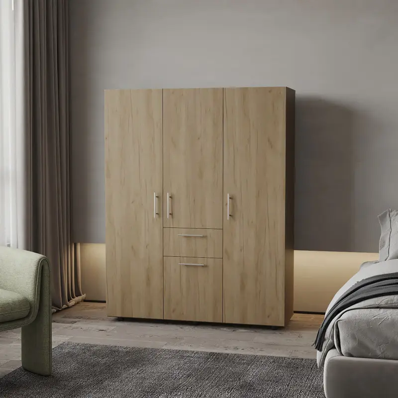 FM FURNITURE Alamo Lake Armoire Multi-storage with one Drawer Natural Oak