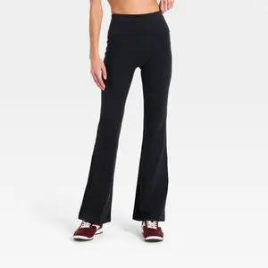 Women's Cotton Balance Cotton Spandex Blend High-Rise Foldover Flare Leggings - All In Motion Black XXL