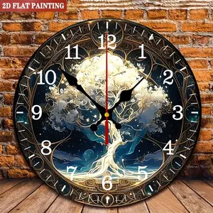 Fantasy Tree Wall Clock. Silent vintage art for home or office decor.
