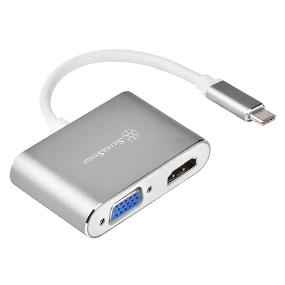 212 MAIN SilverStone Technologies USB Type-C to VGA & HDMI Dual Display Adapter, Charcoal, USB-C Compatible